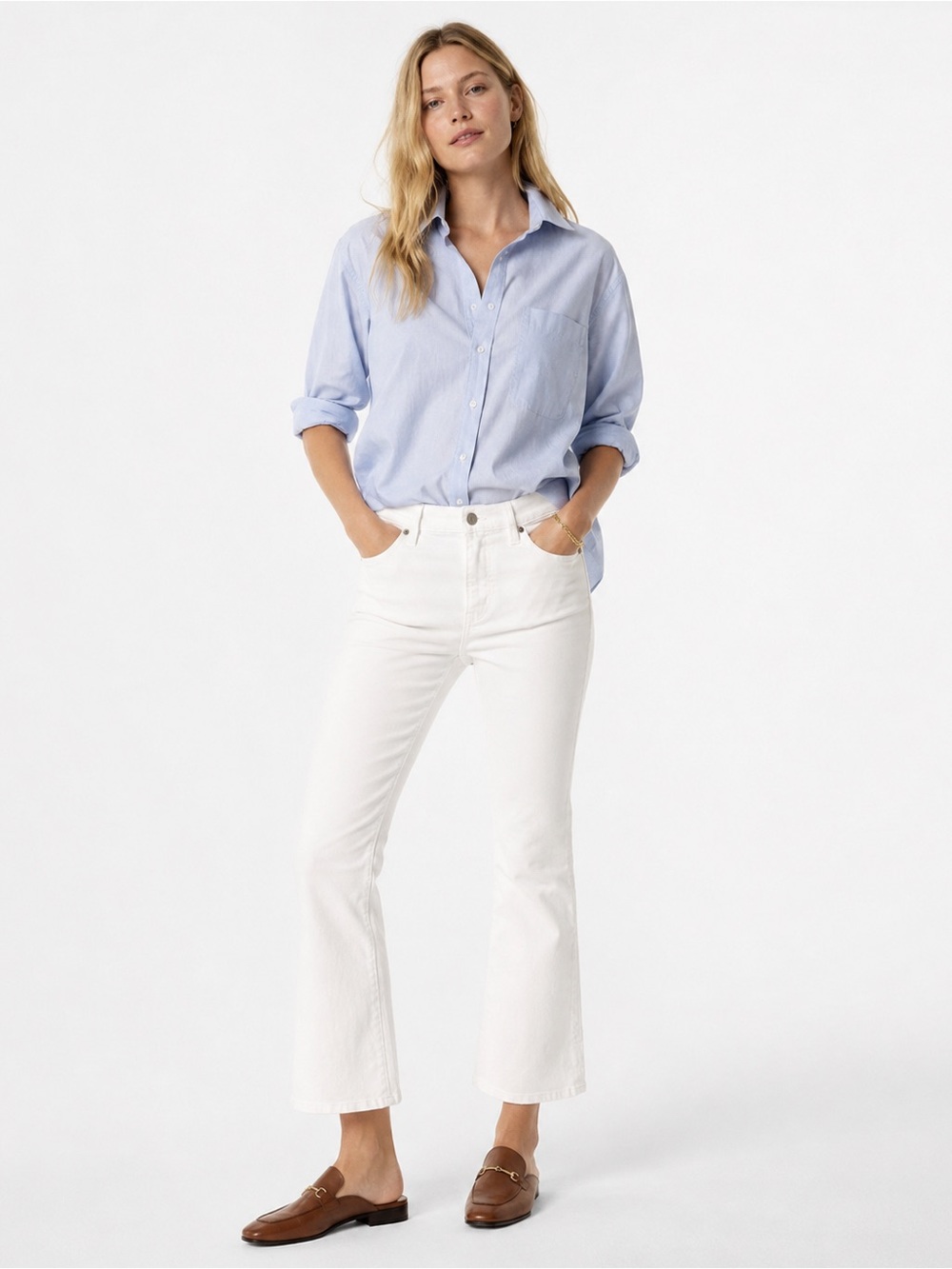 J. Crew White Cropped Flare Jeans